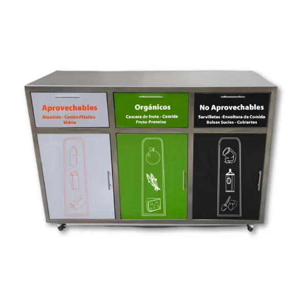 IK Canecas Ecológicas - Puntos Ecológicos Decorativos Trio Autoservicio en Acero Inoxidable 300 Litros